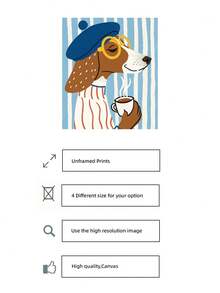 1pc Frameless Fashionable Dog Wall Art Print, Funny Vintage Animal Poster, Striped Background, Suitable For Decorating Bedroom, Living Room, Dorm, Personalized Poster Wall Art, College Dorm Back To School Essential - Frameless E - View 5