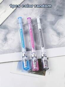 Syringe-Shaped Neutral Pen, Used For Simulating Virus ; Syringe Design, Randomly Distributed Black Signature Pen And Vaccine Pen, Suitable For School Supplies, Back To School Season - A - View 7