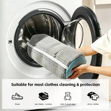 Shoe Washing Bag, Multi-Color Options, Suitable For Washing Machine And Dryer, Reusable Shoe Bag, Shoe Cleaning Bag For Sneakers, 360 Degree Deep Cleaning For All Shoe Types, Invisible Zipper, Large Capacity, One Shoe Bag Can Hold 2 Shoes, Suitable For Washing Underwear And Panties - Pack Of 4 (1 White + 1 Blue + 1 Gray + 1 Mesh) - View 2