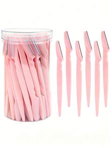 4/6/12/24/30pcs Set With Storage Box, Facial Trimming Blades And Shaving Razor, Suitable For Facial And Body Hair Removal, Essential Hairdressing Products And Accessories For Salon, Beauty And Travel - Baby Pink - View 2