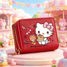 1 buah Dompet Resleting Sanrio dengan Dua Slot Kartu dan Kantong Koin, Dompet Pendek Modis dengan Desain Ilustrasi Kartun Hello Kitty yang Cerah, Dompet Koin untuk Perjalanan, Tas Tangan Mini yang Lucu, Perlengkapan Belanja Perjalanan, Hadiah Liburan yang Praktis - QB-B-SLO-08 - View 5