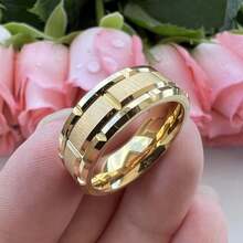 1 Modern Gold-Colored 304 Stainless Steel Ring, Unisex, Gender-Neutral Promise Or Engagement Ring, High-Quality Shine, Durable Jewelry - Gold-plated Stainless Steel Ring With Notched Pattern - View 4