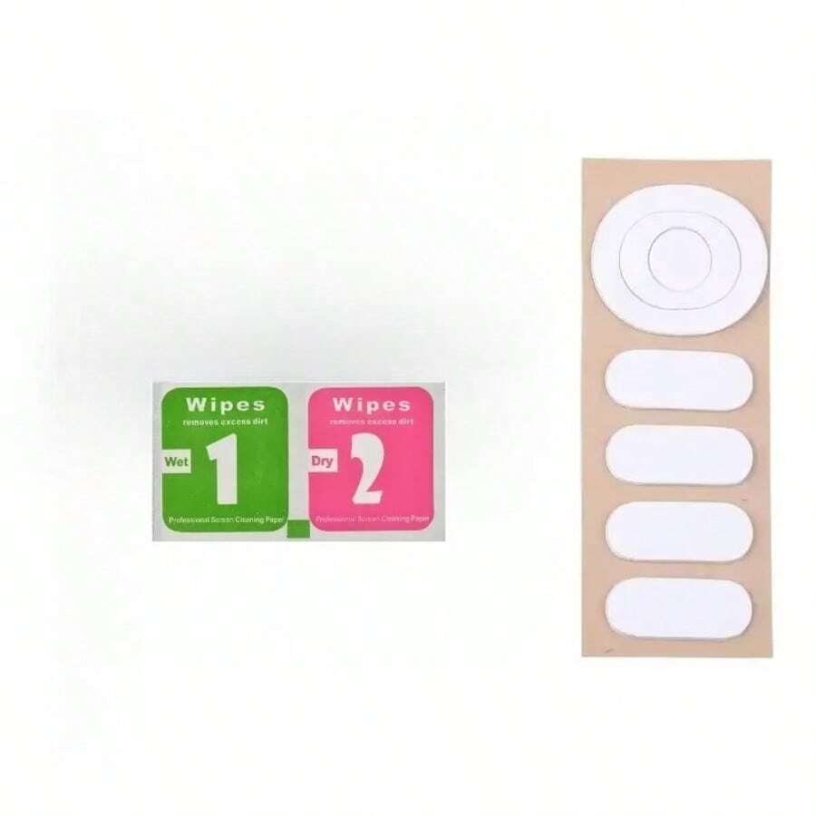 自黏式白色圓角滑鼠腳墊 1.6cm 橢圓形 1.9cm 圓形，全尺寸套組含乾擦布，適用於 G304 G305 - 查看 1
