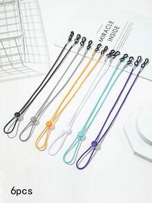 6Pcs Solid Color Elastic Glasses Chains, Adjustable Length Anti-Slip Eye Glasses Lanyards Straps For Men And Women, Comfortable Fashion Glasses Lanyard, Practical Anti-Lost Accessories For Daily Wearing, Cycling, Running And All Kinds Of Outdoor Sports - View 1
