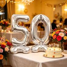 2pcs Silver Extra Large 126.68cm/42inch Number Balloons (18/20/30/50) Number Balloon Set, Giant Large Size Number Foil Balloons, Suitable For First Birthday, Birthday, Anniversary, Anniversary Party Decoration, Anniversary Celebration Event Decoration, - 20 - View 7