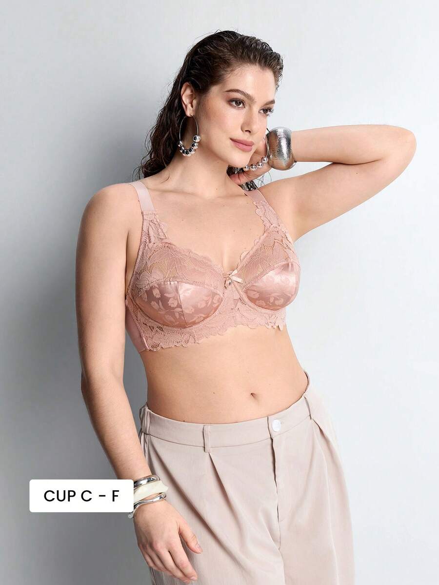 Sujetador con aros y encaje para mujer de talla grande