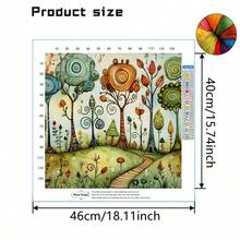 1套46cm/18.11英吋童話旋渦樹半成品十字繡套件,DIY刺繡材料,11CT印花十字繡裝飾畫,創意手工禮物,全套家居裝飾手工藝套組,不含框 - Fairy Tale Swirl Trees - 查看 6