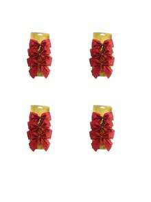 24pcs Gold/Red Glitter Bows, Suitable For Christmas Decoration, Wreath Accents, Hanging Ornaments And Party Styling, Holiday Decor, Gift Wrapping, Birthday Party, Wedding, Home Decor, DIY Crafts And Holiday Gift Bow Decoration - Multicolor - View 9