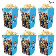 12/16/24pcs Out Popcorn Box, Theme Candy Boxes, Snacks Boxs,Gifts Treats Boxs, Birthday Party Supplies, Candy Boxes - Cartoon - View 5