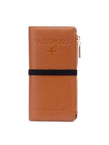 CHARM INFINITE Dompet Paspor Kulit Motif Leci Anti-Pencurian RFID, dengan Tali Elastis, Slot Pena, Beberapa Slot Kartu, Kompartemen Berresleting untuk Tiket dan Uang Tunai, Pengatur Dokumen Perjalanan Unisex, Cocok untuk Perjalanan Pesawat - MultiWarna - View 18