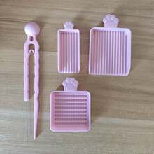 4pcs Cute Pink Paw Shaped Craft Tool Set: Including Sorting Tray, Storage Box And Tweezers, Handmade Craft Supplies - Multicolor - View 9
