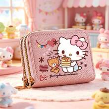 1 buah Dompet Resleting Sanrio dengan Dua Slot Kartu dan Kantong Koin, Dompet Pendek Modis dengan Desain Ilustrasi Kartun Hello Kitty yang Cerah, Dompet Koin untuk Perjalanan, Tas Tangan Mini yang Lucu, Perlengkapan Belanja Perjalanan, Hadiah Liburan yang Praktis - QB-B-SLO-08 - View 2