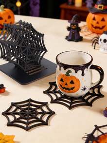 4pcs/1set Halloween Decoration Mats, Halloween Spider Web Decoration Mats, Tabletop Decor, Halloween Trick Or Treat Decoration, Halloween Ornaments, Halloween Room Decor, Party Supplies, Home Decor, Halloween Gift 1pc - Multicolor - View 9