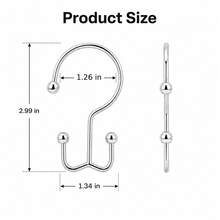 12pcs Double Hook Shower Curtain Rings, Mountain-Shaped Design, Multi-Functional Metal Hooks For Home Use - Silver - View 4