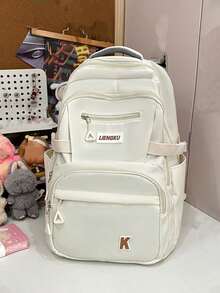 1 pieza Mochila básica clásica de moda para volver a la escuela, con compartimento para portátil y correas ajustables, diseño espacioso, múltiples bolsillos, mochila de viaje casual ligera, perfecta para niñas/adolescentes/estudiantes/graduados, ideal para uso diario, salidas, viajes, escuela y volver a la escuela - Multicolor - Ver 10