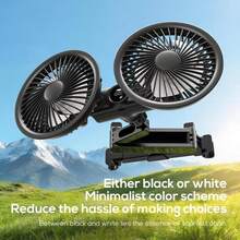 3-Speed Rotatable Car Clip-On Fan, Type-C USB Powered, Plug-In And 3600mAh Rechargeable 2-In-1, Portable Air Circulation Cooling Fan, Suitable For Car Dashboard, Sedan, SUV, Truck - A - View 8