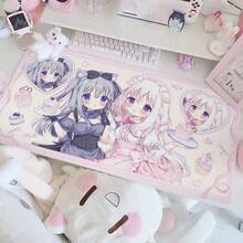 Leather Desk Pad Protector Full Screen Polka Dots Strawberry Cake Sexy Girl Sweet Pink Japanese Amine Y2K Kawaii Mouse Pad Office Desk Mat Waterproof Non-Slip PU Desk Blotter Pad - View 11