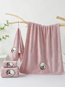 1 Stück dünnes Polyesterfaser, lila Badetuch oder kleines Küchentuch, Blumenmuster, geeignet für Erwachsene das ganze Jahr über, saugfähig und schnelltrocknend, geeignet für Badezimmer, Hotelreisen, Festivalgeschenke, Schönheitssalons, Zuhause, Dekoration, Strand - Lila - Übersicht 2