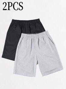 2件裝小男孩極簡時尚百搭休閒戶外運動跑步直筒短褲 春/夏 - 彩色 - 查看 4