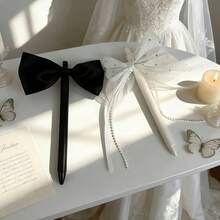 1pc/2pcs Exquisite Bride & Groom Pens With Pearl Bow Tie Decoration, Suitable For Wedding, Registration And Proposal Photo Props, Teacher's Day Gift, Wedding Signing Pen, Diary Writing Pen - Round - View 10