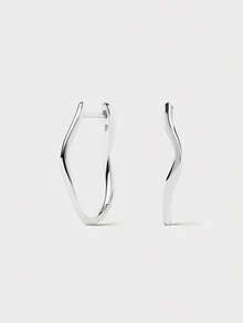 極簡 S925 純銀光滑易夾式設計純色耳環，適合女性日常配戴 - Plain Earrings - 查看 6