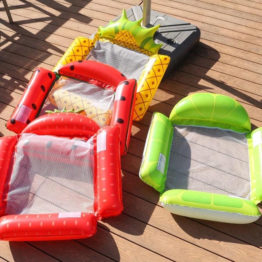 4-Tube PVC Fruit Inflatable Float, Inflatable Foldable Mesh Hammock, Water Lounge Chair Float, Pool Inflatable Float Board - Multicolor - View 1