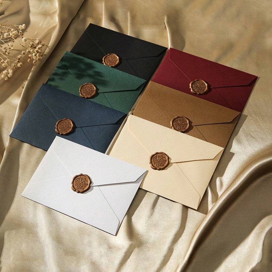 8Pcs Upgraded Thickened Linen Textured Envelopes, 6.34 X 4.41 Inch Large Capacity Mailing Envelopes For Postcard Letter Greeting Card Invitation Bill Sticker Storage, No Seal Stickers - 8Pcs - View 1
