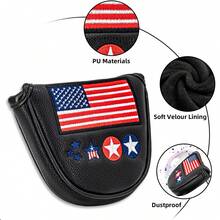 1PC Golf Headcovers - Black USA Mallet Putter Headcover, American Flag Embroidery, Soft Inner Lining, Universal Fit For Most Putters - Multicolor - View 7