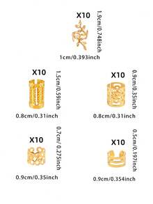 50pcs Vintage Bohemian Hollow Round Hair Rings, Suitable For Women And Girls, Braided Hair DIY Hair Accessories Jewelry - Gold - View 8