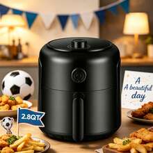 MIRASTON 2.8QT Small Air Fryer, Unique Mechanical Knob Design With Precise Adjustments For Healthy And Quick Meals, Black,Ideal For Small Spaces, Dishwasher,Kitchen Appliances,Kitchen,Kitchen Accessories,Gift,Christmas Gift,Thanksgiving Gift - US A Type Plug(110-127V) - View 3