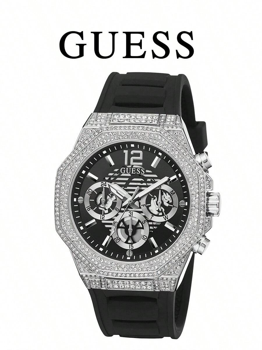 Guess GW0518G1 男士石英表，带原装表盒，时尚不锈钢腕表 - 黑色 - 查看 1
