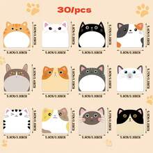1/3/12pcs Cute Cat Cartoon Sticky Notes, Adhesive Cat Stickers, Strong Adhesion, Convenient For Office And Study, Suitable For Back To School Season, Refrigerator Message Notes - Multicolor - View 4