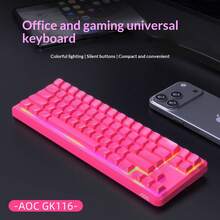 AOC Gaming Keyboard Mechanical Feel RGB Backlit 102 Keys USB Wired Computer Keyboard Colorful Portable Keyboard - View 7
