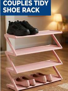 Z-Shaped Plastic Shoe Rack, Floor-Standing Multi-Functional Large Capacity Storage Organizer, Easy Assembly, Space-Saving Essential For Home And Dorm, Suitable For Living Room And Bedroom - Multicolor - View 6