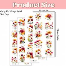 4pcs/Set Watercolor Meadow Boho Flowers Theme Pattern UV Transfer - For Crafts, Mugs, Laptops & Water Bottles, Self-Adhesive Plastic, Mug Decoration, Laptop, Holiday Decorations, Festive Designs, Highquality Prints, Durable - Multicolor - View 11