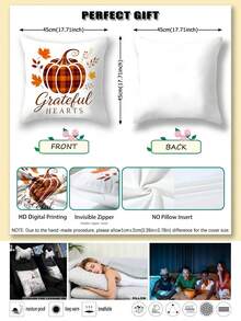 4pcs,American Country Vintage Thanksgiving Plaid Style Pillow Covers,Home Decor,Gift,Polyester Material,Hidden Zipper,No Filling,Suitable For Halloween,Thanksgiving Home Decor,Living Room Decor,Pillow Covers,Cushion Covers,Sofa Decorative Cushions,Pillow Covers,Lumbar Pillow Covers,Soft Cushions. - Multicolor - View 3