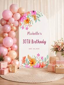 Personalized Custom Text Elastic Arch Backdrop Banner - Custom Backdrop For Birthdays And Events, Suitable For Domes, Multiple Sizes Available, Polyester Material, No Power Required, Perfect For Birthday Party Event Backdrop | Modern Arch Design | Polyester Elastic -- (Arch Not Included, Fabric Backdrop Only) - Multicolor - View 2