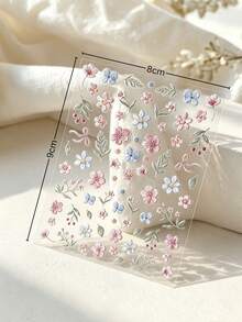 1 Set Decorative Stickers With Tweezers, Aesthetic Style, Exquisite Embroidery-Like Macaron Color Spring Floral Pattern, Suitable For Laptop, Phone Case, Camera, Tablet, Water Bottle, Storage Box, Furniture And Metal Decoration - Pink and Blue Floral Stickers - View 6