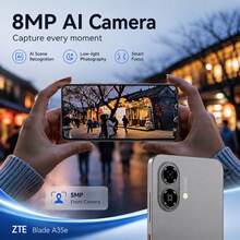 ZTE Blade A35e Smartphone, Silver Gray, Unlocked, Android 14, (2GB RAM + 4GB Fusion Memory) + 64GB ROM, 5000mAh Battery, Dual SLM 4G, 4G LTE, Global Version - Silver Gray - View 4