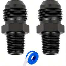 2PCS 6AN Male Flare To 3/8" NPT Pipe Fitting Adapter Aluminum Straight Black - Black - View 12