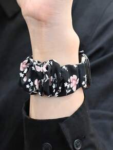 2pcs Vintage Floral Print Watch Band, Elastic Stretch Design, Compatible With Apple Watch 38/40/41/42/44/45/46/49mm, Cute Girl Must-Have Item, Aesthetic Accessory, Suitable For Shopping, Dating, Walking, Daily Commute, Compatible With All Series, Bohemian Summer Beach Vacation Style, Soft And Skin-Friendly, Women's Accessory - Multicolor - View 7
