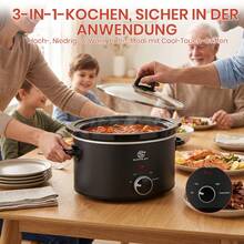 SUPERLEX 180W Electric Frying Pan, Multi-Function Cooking Pot, Electric Hot Pot And Rice Cooker With Non-Stick Coating For Easier Cleaning; Multi-Function Slow Cooker With Four Speed Settings, Pizza Cooker And Adjustable Temperature; Suitable For Home Kitchen; Casseroles And Slow Cookers Can Easily Prepare Corn Soup, Mixed Stews, Beef Broth And Pork Rib Soup, Healthy Porridge And Dessert Soup - EU F Type Plug(220-240V) - View 6