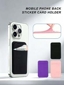 3M Self Adhesive Anti-Fall Phone Card Holder, Expandable Covered Sticky Pocket For Cards Cash Earbuds, Minimalist Travel Integrated Storage Sleeve - Multicolor - View 1