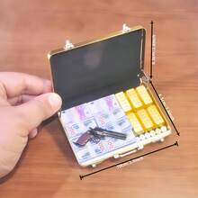 Exquisite Miniature Golden Deposit Box Model, Containing Miniature Gold And Silver Coins, Gold Bar Models And Banknote Model Ornaments, Suitable For Dollhouse Miniature Scenes, Home Decor, And Collection Display, And Also Makes A Great Gift. - A - View 2