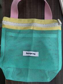 1pc Lightweight Mesh Shower Bag, Large Capacity Portable Toiletry Bag, Hanging Bathroom Storage Bag, Convenient Lightweight Shower Tote, Multi-Functional Cute Cosmetic Storage Bag - Multicolor - View 14