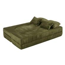 Large Modern White 2 Seat Sofa With 4 Throw Cushions, High Density Foam Folding Mattress, Suitable - 綠色雙座 - 查看 10