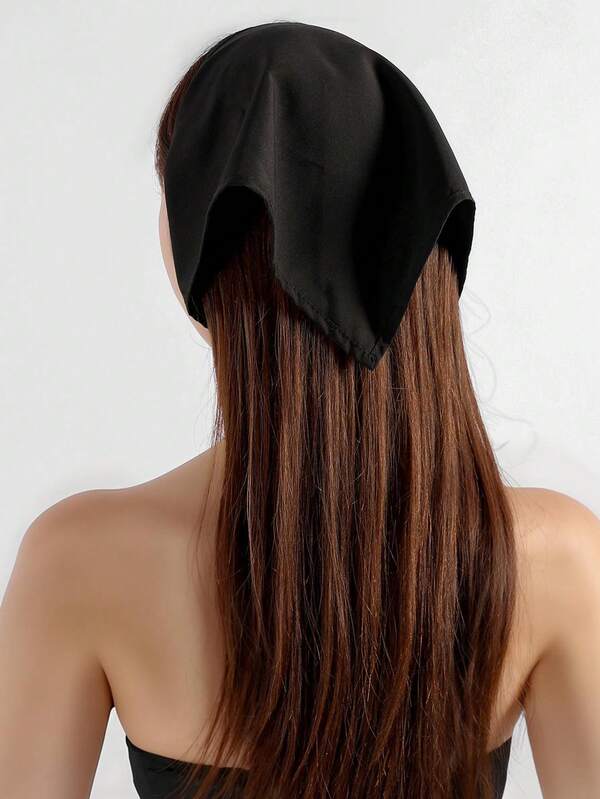 1PC Women's Solid Black Tie-Up Triangle Headband Hair Scarf, Street Style, Vacation, Casual, Daily Wear, Holiday Gift