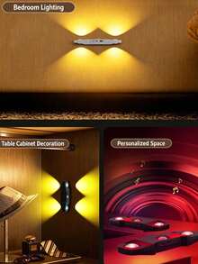 1pc Dual-Pupil Four-Cat Eye Motion Sensor Magnetic Night Light, Rechargeable Wall Lamp, Suitable For Hallway, Bedroom, Stairs And Living Room Smart Sensor Night Light, No Drilling Required, Soft Light For Better Sleep, Easy Installation, Light, Lamp, Bedroom Light, Bedroom Lighting, Bedroom, Light, Small Light, Gift - Double Pupils and Four Cat Eyes - View 10