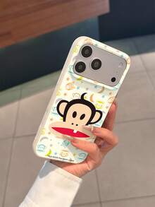 Étui de téléphone en silicone liquide Paul Frank sous licence officielle, protection anti-chute complète pour l'appareil photo, motif de série de nuit avec singe à grande bouche, lune, étoile et hibou de dessin animé, nouveau style compatible avec iPhone 11/12/13/14/15/16/17 Pro Max et les téléphones de la série Galaxy, cadeau de vacances, trajet quotidien, protection anti-chute - Multicolore - Voir 3