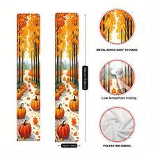 1 Pair (11.8_70.8 Inches_30_180 Centimeters), Polyester Material, Autumn Harvest Festival Thanksgiving Theme Decorative Couplets, Welcome Porch Banner With Maple Forest Background - Multicolor - View 2
